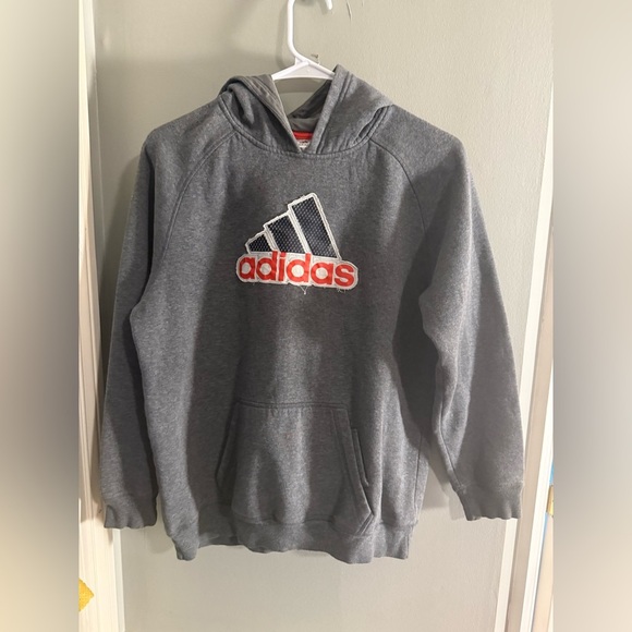 Adidas Gray Hoodie with Red Logo - Picture 1 of 10